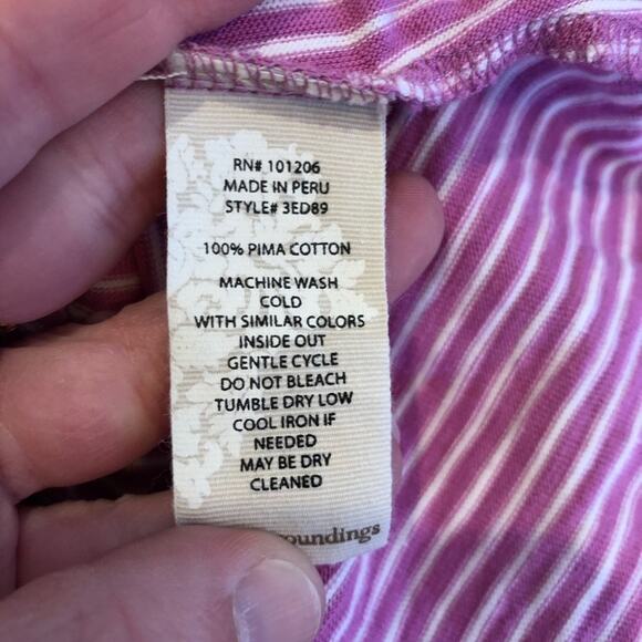 Soft Surroundings purple white striped ruffle hem knit top size Petite Medium - Picture 8 of 8